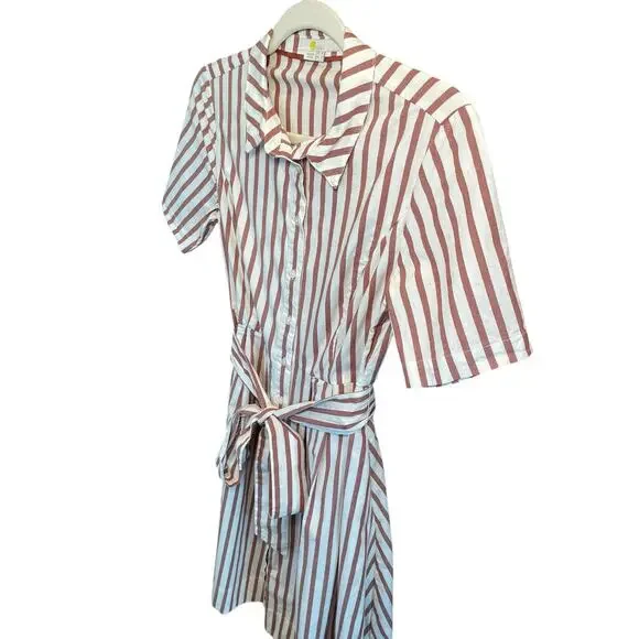 Boden Women 4 Anastasia Shirt Dress‎ Tie Waist Brown Conker/Ivory Button Up - Picture 8 of 17